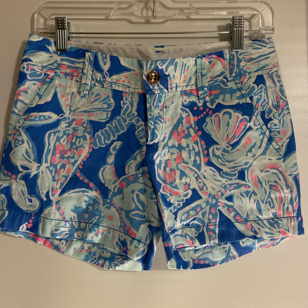 Lilly Pulitzer Blue and Pink Shell Callahan Shorts